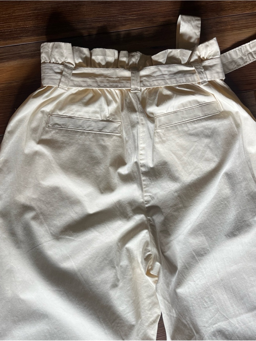 Everlane Cream Paperbag Waist Trousers with Tie Belt - Picture 6 of 10